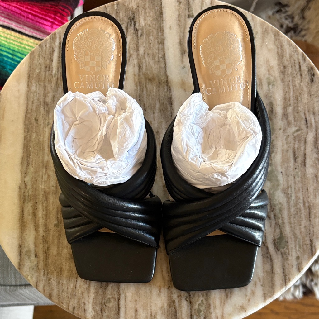 Vince Camuto Black Leather Mules